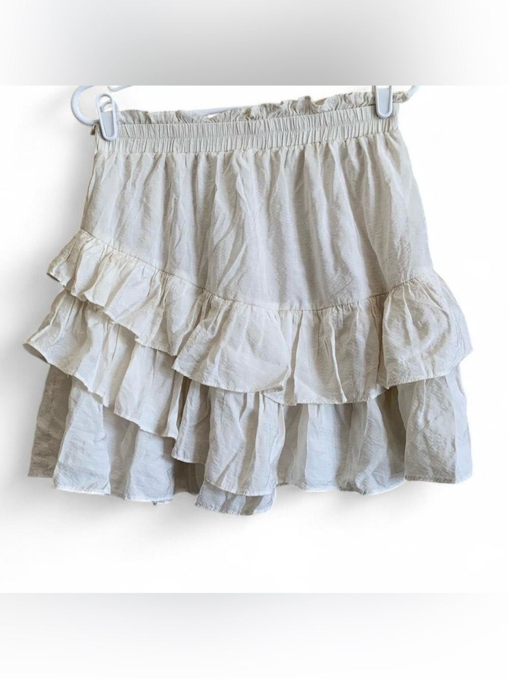Blu Pepper Cream Tiered Ruffle Mini Skirt size Large